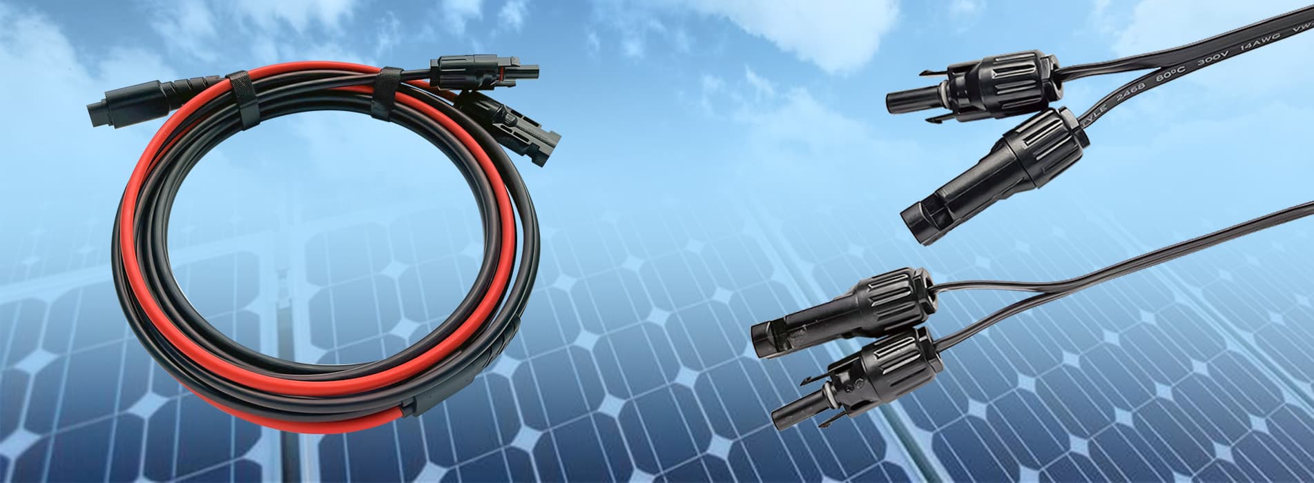 Conectores e cabos para painéis solares